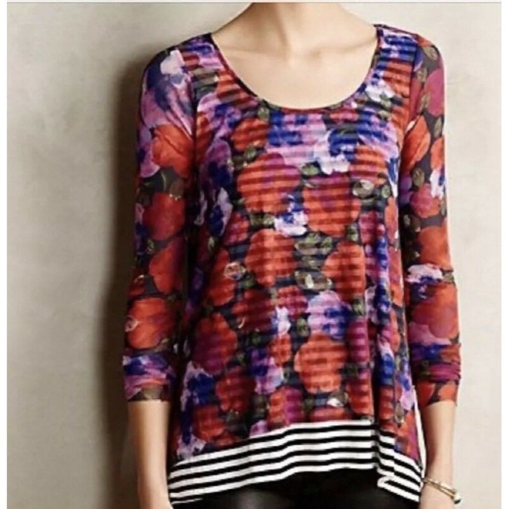 Weston Wear Anthropologie Garden Row Floral Stripe